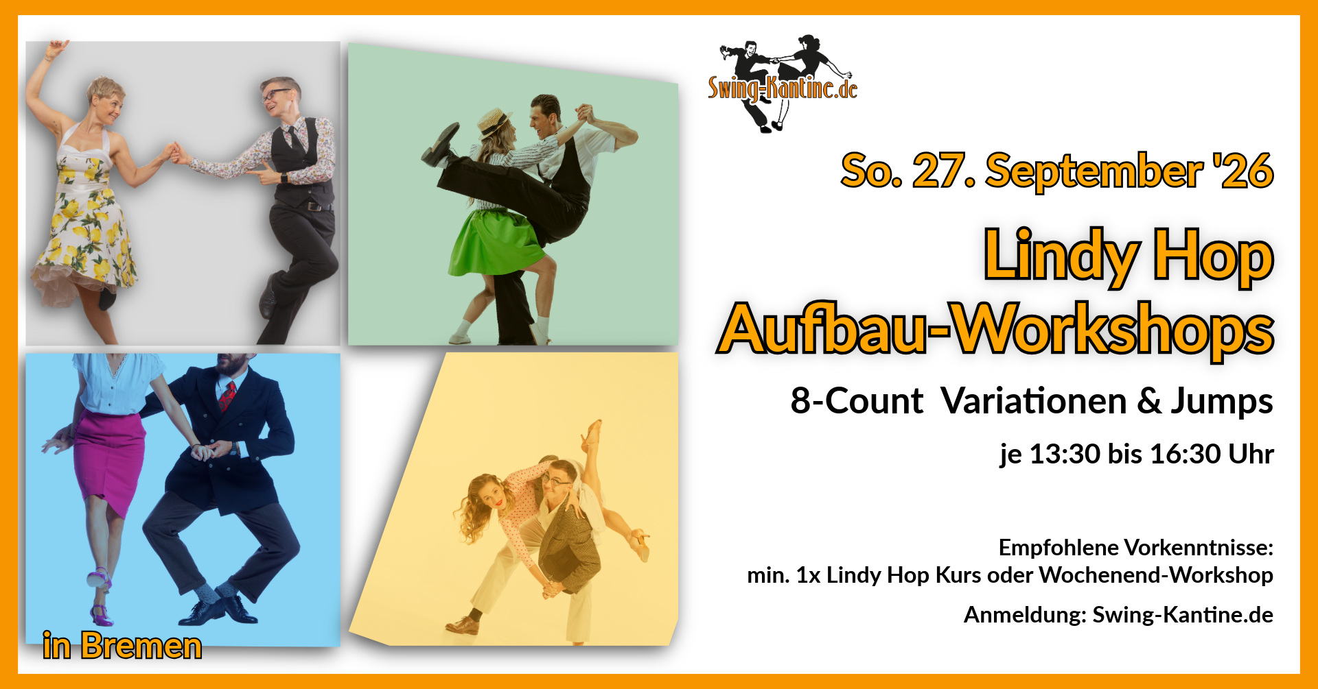 Werbebild Lindy Hop Anfänger:innen-Workshop der Swing-Kantine