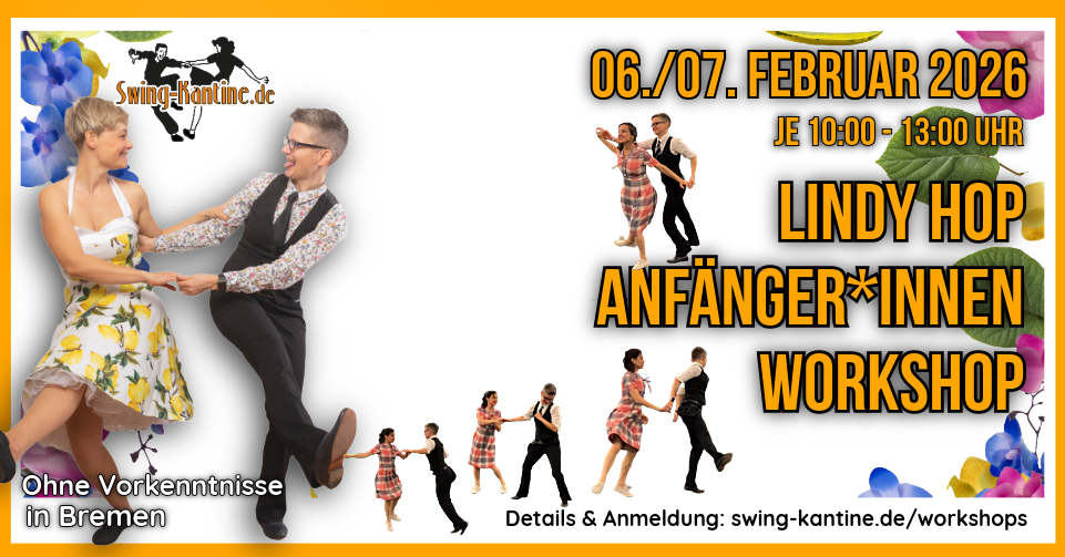 Werbebild Lindy Hop Anfänger:innen-Workshop der Swing-Kantine