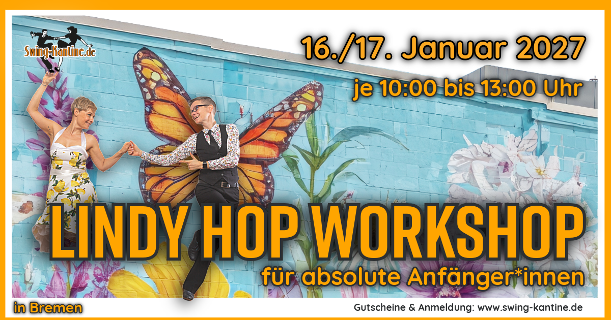 Werbebild Lindy Hop Anfänger:innen-Workshop der Swing-Kantine