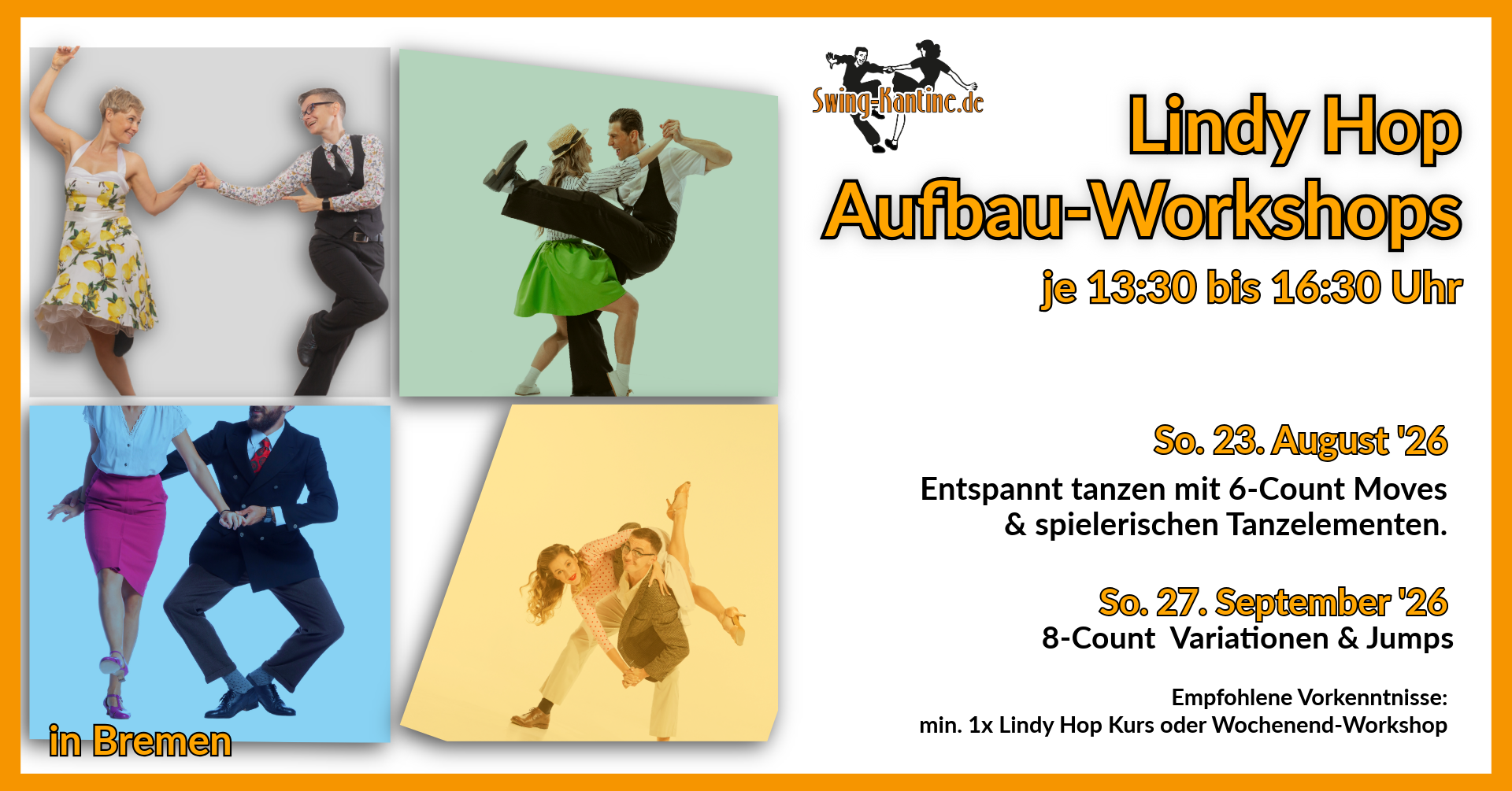 Werbebild Lindy Hop Anfänger:innen-Workshop der Swing-Kantine